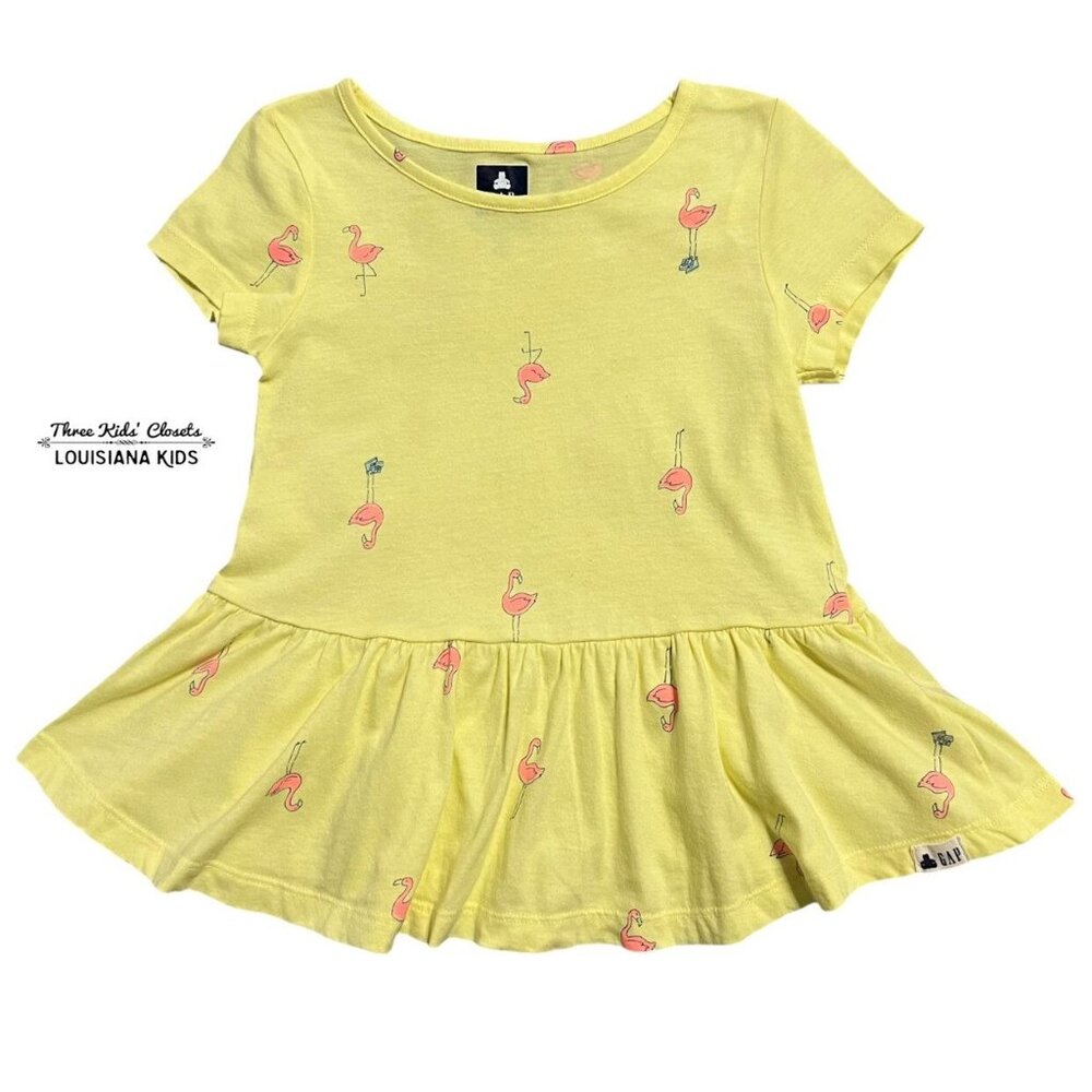 Baby Gap 3Y Yellow Flamingo Peplum Top